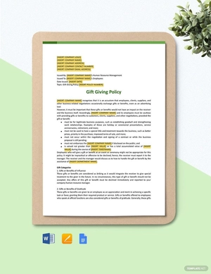Gifts: Giving Policy Template