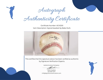 Free Autograph Authenticity Certificate Template to Edit Online