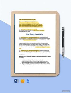 Non Citizen Hiring Policy Template