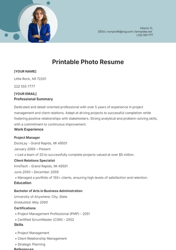 Free Printable Photo Resume Template to Edit Online