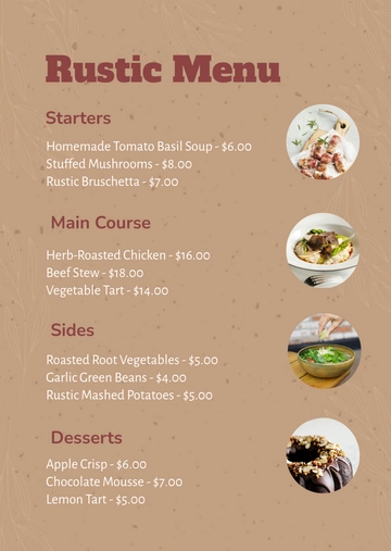 Free Rustic Menu Background Template to Edit Online
