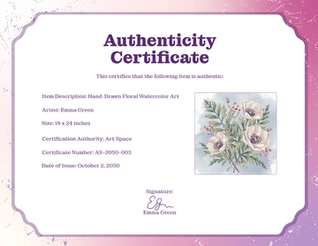 Free Hand Drawn Authenticity Certificate Template to Edit Online