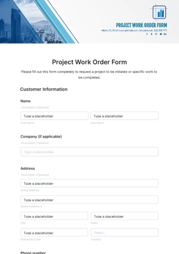 Free Project Work Order Form Template to Edit Online