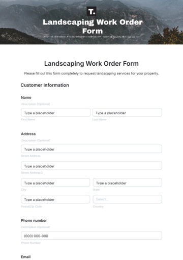 Free Landscaping Work Order Form Template to Edit Online