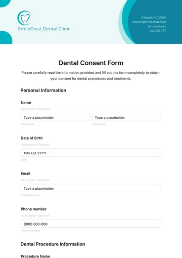 Free Dental Consent Form Template to Edit Online