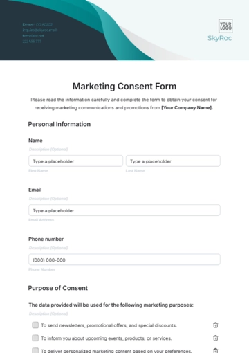 Free Marketing Consent Form Template to Edit Online