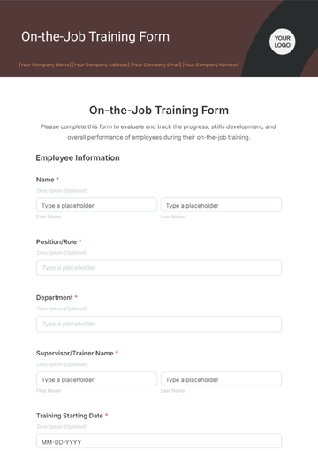 Free On-the-Job Training Form Template to Edit Online