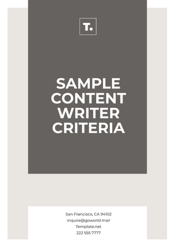 Free Sample Content Writer Criteria Template to Edit Online