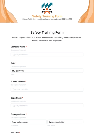 Free Safety Training Form Template to Edit Online