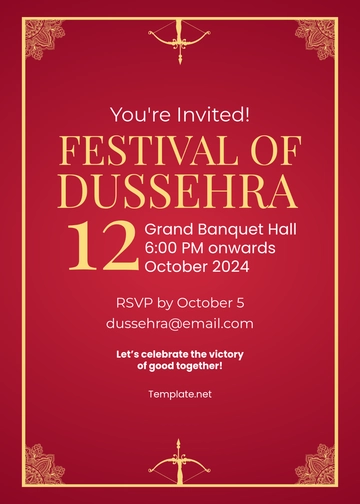 Free Elegant Dussehra Invitation Template to Edit Online