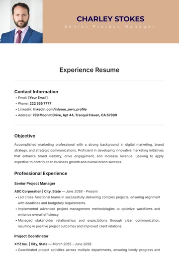 Free Experience Resume Template to Edit Online