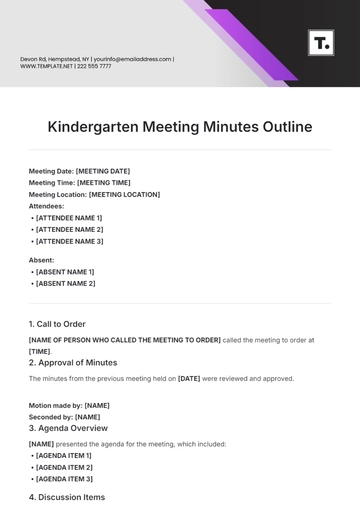 Free Kindergarten Meeting Minutes Outline Template to Edit Online