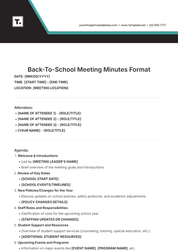Free Back-To-School Meeting Minutes Format Template to Edit Online