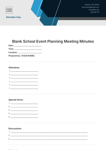 Free Blank School Event Planning Meeting Minutes Template to Edit Online