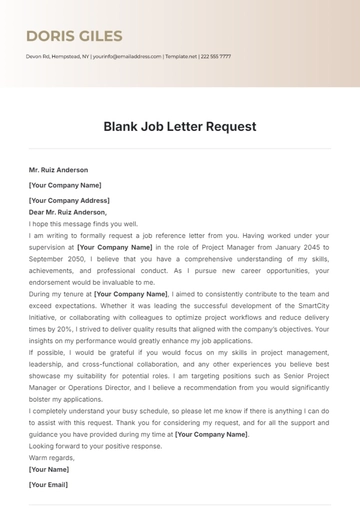 Free Blank Job Letter Request Template to Edit Online