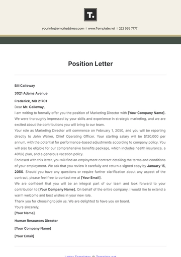 Free Position Letter Template to Edit Online