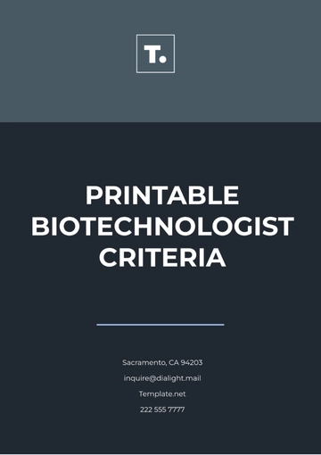 Free Printable Biotechnologist Criteria Template to Edit Online