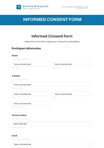 Free Informed Consent Form Template to Edit Online