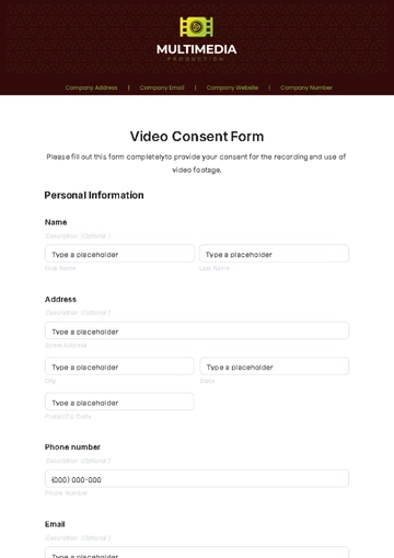 Free Video Consent Form Template to Edit Online