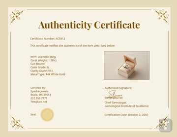 Free Authenticity Certificate with Seal Template to Edit Online