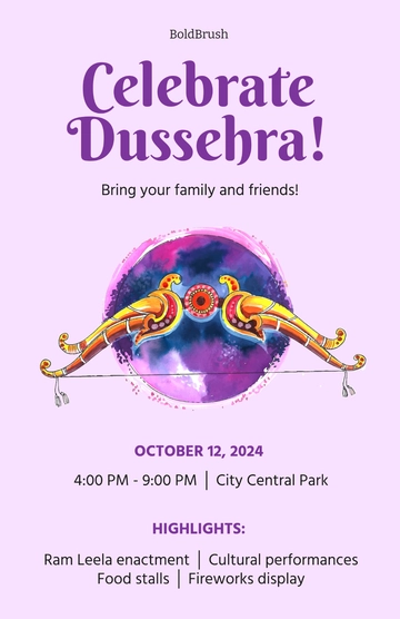 Free Dussehra Poster Template to Edit Online