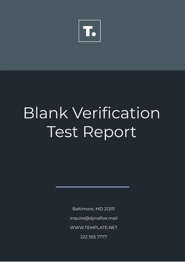Free Blank Verification Test Report Template to Edit Online