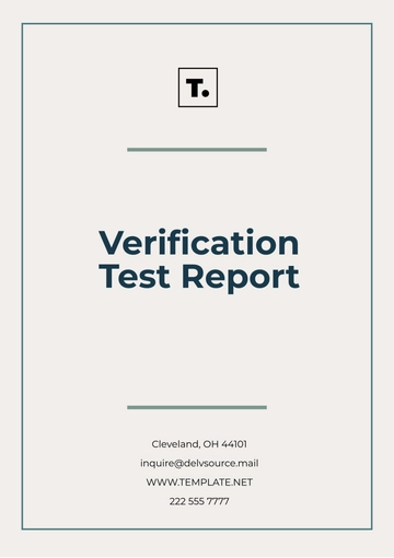 Free Verification Test Report Template to Edit Online