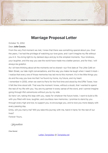 Free Marriage Proposal Letter Template to Edit Online