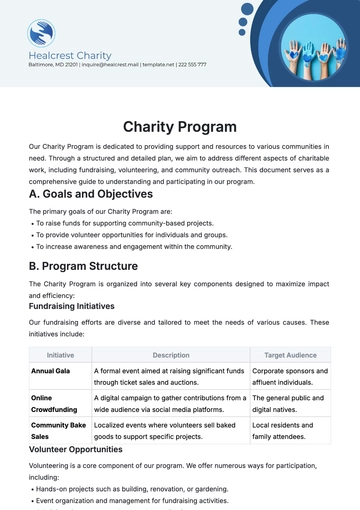 Free Charity Program Template to Edit Online