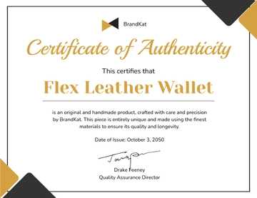 Free Handmade Product Authenticity Certificate Template to Edit Online