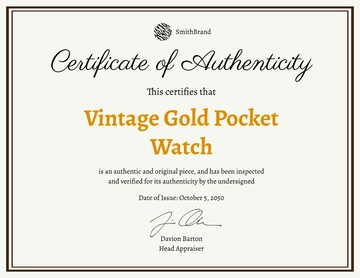 Free Minimalist Authenticity Certificate Template to Edit Online