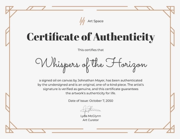 Free Signed Painting Authenticity Certificate Template to Edit Online