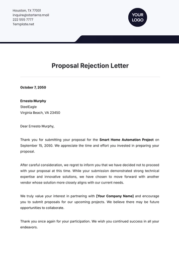 Free Proposal Rejection Letter Template to Edit Online