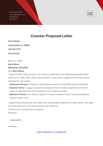 Free Counter Proposal Letter Template to Edit Online
