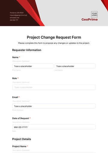 Free Project Change Request Form Template to Edit Online