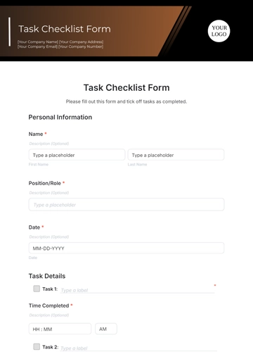 Free Task Checklist Form Template to Edit Online
