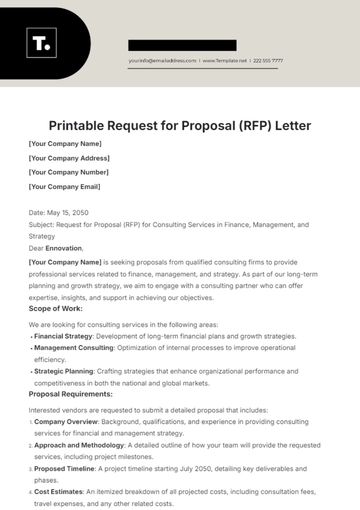 Free Printable Request for Proposal (RPF) Letter Template to Edit Online