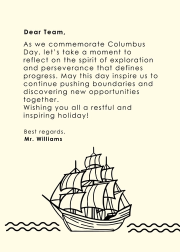Free Columbus Day Message to Employees Template to Edit Online