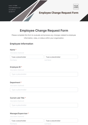 Free Employee Change Request Form Template to Edit Online