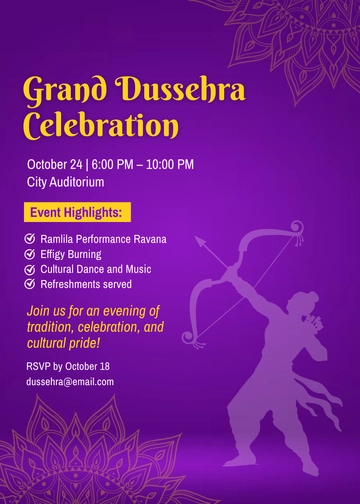 Free Dussehra Invitation Template to Edit Online