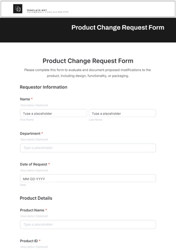 Free Product Change Request Form Template to Edit Online