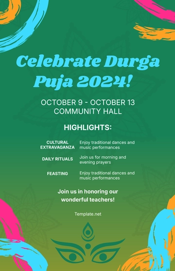 Free Creative Durga Puja Poster Template to Edit Online