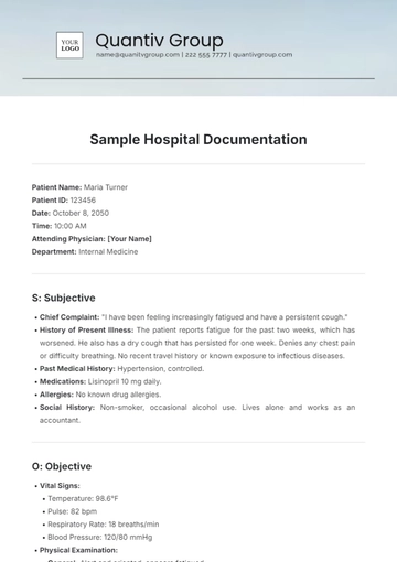 Free Sample Hospital Documentation Template to Edit Online