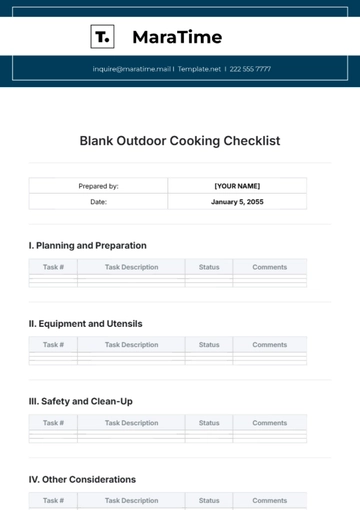 Free Blank Outdoor Cooking Checklist Template to Edit Online