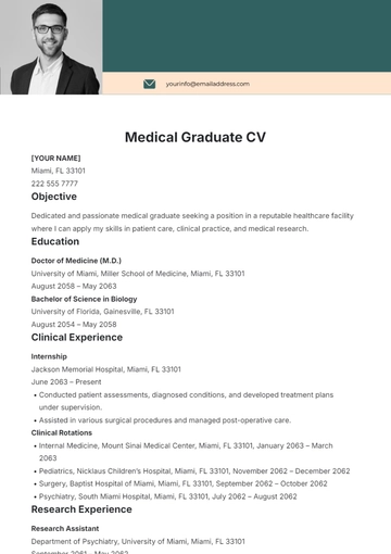 Free Medical Graduate CV Template to Edit Online