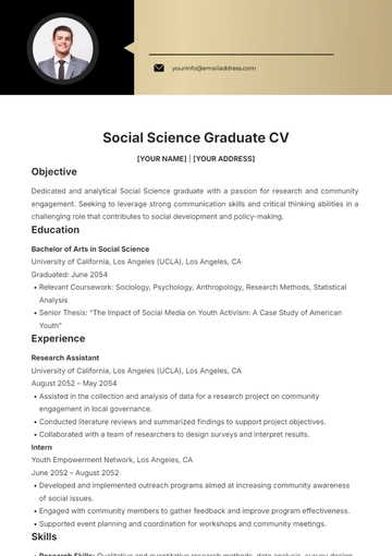 Free Social Science Graduate CV Template to Edit Online