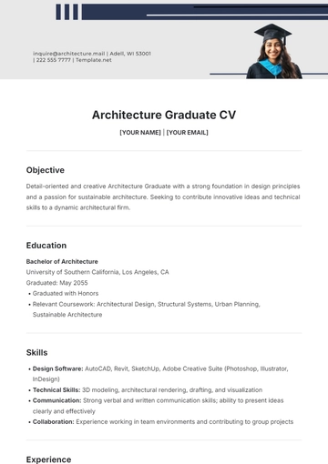 Free Architecture Graduate CV Template to Edit Online
