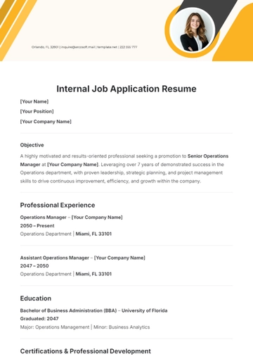 Free Internal Job Application Resume Template to Edit Online
