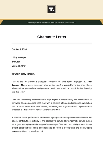 Free Character Letter Template to Edit Online