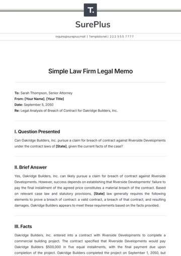 Free Simple Law Firm Legal Memo Template to Edit Online